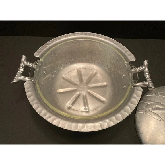 Vintage Everlast Aluminum "Bali Bamboo" 1948-1959 Casserole w/ Pyrex Insert MCM - Picture 6 of 15